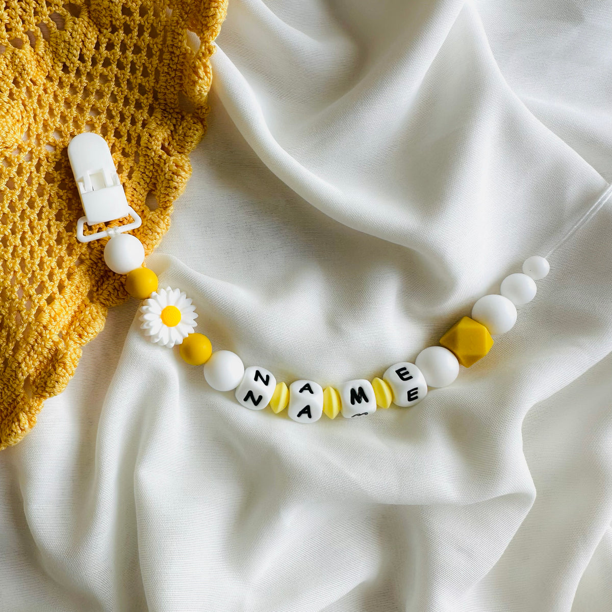 Lănțișoare de suzetă personalizate - GALBEN